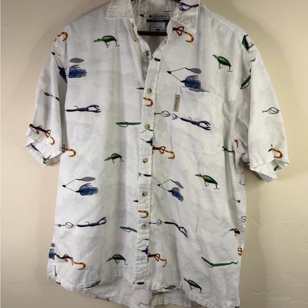 Columbia  White Fishing Print Shirt